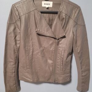 BB Dakota Taupe-Gray Leather Moto Jacket
